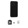 MARSİLYAN™- iPhone 15 Pro Max Kılıf Doruk Asil Koleksiyonu - Siyah Bilvis 0.18mm Plus Cam Ekran Koruyucu + PVD Metal Kamera Lens - TU