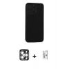 MARSİLYAN™- iPhone 15 Pro Max Kılıf Doruk Asil Koleksiyonu - Siyah Bilvis 0.18mm Plus Cam Ekran Koruyucu + PVD Metal Kamera Lens - GS