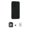 MARSİLYAN™- iPhone 15 Pro Max Kılıf Doruk Asil Koleksiyonu - Siyah Bilvis 0.18mm Plus Cam Ekran Koruyucu + PVD Metal Kamera Lens - TU