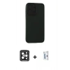 MARSİLYAN™- iPhone 15 Pro Max Kılıf Doruk Asil Koleksiyonu - Siyah Bilvis 0.18mm Plus Cam Ekran Koruyucu + PVD Metal Kamera Lens - SH