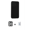 MARSİLYAN™- iPhone 15 Pro Max Kılıf Doruk Asil Koleksiyonu - Siyah Bilvis 0.18mm Plus Cam Ekran Koruyucu + PVD Metal Kamera Lens - LT