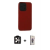 MARSİLYAN™- iPhone 15 Pro Max Kılıf Doruk Asil Koleksiyonu - Siyah Bilvis 3D Cam Ekran Koruyucu + PVD Metal Kamera Lens - TU