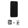 MARSİLYAN™- iPhone 15 Pro Max Kılıf Doruk Asil Koleksiyonu - Siyah Bilvis 3D Mat Cam Ekran Koruyucu + PVD Metal Kamera Lens - LT