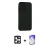 MARSİLYAN™- iPhone 15 Pro Max Kılıf Doruk Asil Koleksiyonu - Siyah Bilvis 5in1 3D Magic Cam Ekran Koruyucu + Lacivert PVD Metal Kamera Lens