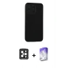 MARSİLYAN™- iPhone 15 Pro Max Kılıf Doruk Asil Koleksiyonu - Siyah Bilvis 5in1 3D Magic Cam Ekran Koruyucu + PVD Metal Kamera Lens - SH