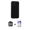 MARSİLYAN™- iPhone 15 Pro Max Kılıf Doruk Asil Koleksiyonu - Siyah Bilvis 5in1 3D Magic Cam Ekran Koruyucu + PVD Metal Kamera Lens - TU
