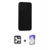 MARSİLYAN™- iPhone 15 Pro Max Kılıf Doruk Asil Koleksiyonu - Siyah Bilvis 5in1 3D Magic Cam Ekran Koruyucu + PVD Metal Kamera Lens - GS