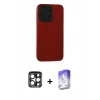 MARSİLYAN™- iPhone 15 Pro Max Kılıf Doruk Asil Koleksiyonu - Siyah Bilvis 5in1 3D Magic Cam Ekran Koruyucu + Lacivert PVD Metal Kamera Lens