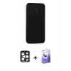 MARSİLYAN™- iPhone 15 Pro Max Kılıf Doruk Asil Koleksiyonu - Siyah Bilvis 5in1 5D Magic Hayalet Cam Ekran Koruyucu + PVD Metal Kamera Lens - LT