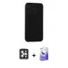MARSİLYAN™- iPhone 15 Pro Max Kılıf Doruk Asil Koleksiyonu - Siyah Bilvis 5in1 5D Magic Hayalet Cam Ekran Koruyucu + PVD Metal Kamera Lens - GI