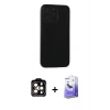 MARSİLYAN™- iPhone 15 Pro Max Kılıf Doruk Asil Koleksiyonu - Siyah Bilvis 5in1 5D Magic Hayalet Cam Ekran Koruyucu + PVD Metal Kamera Lens - TU