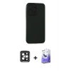 MARSİLYAN™- iPhone 15 Pro Max Kılıf Doruk Asil Koleksiyonu - Siyah Bilvis 5in1 5D Magic Hayalet Cam Ekran Koruyucu + PVD Metal Kamera Lens - SH