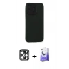 MARSİLYAN™- iPhone 15 Pro Max Kılıf Doruk Asil Koleksiyonu - Siyah Bilvis 5in1 5D Magic Hayalet Cam Ekran Koruyucu + PVD Metal Kamera Lens - LT