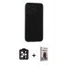 MARSİLYAN™- iPhone 15 Pro Max Kılıf Doruk Asil Koleksiyonu - Siyah Bilvis Hayalet Cam Ekran Koruyucu + PVD Metal Kamera Lens - TU
