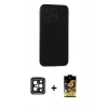 MARSİLYAN™- iPhone 15 Pro Max Kılıf Doruk Asil Koleksiyonu - Siyah Buffer Cam Ekran Koruyucu + PVD Metal Kamera Lens - SH