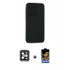 MARSİLYAN™- iPhone 15 Pro Max Kılıf Doruk Asil Koleksiyonu - Siyah Buffer Hayalet Cam Ekran Koruyucu + PVD Metal Kamera Lens - SH