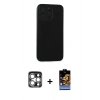 MARSİLYAN™- iPhone 15 Pro Max Kılıf Doruk Asil Koleksiyonu - Siyah Buffer Hayalet Cam Ekran Koruyucu + PVD Metal Kamera Lens - GS