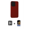 MARSİLYAN™- iPhone 15 Pro Max Kılıf Doruk Asil Koleksiyonu - Siyah Buffer Hayalet Cam Ekran Koruyucu + PVD Metal Kamera Lens - SH