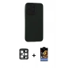 MARSİLYAN™- iPhone 15 Pro Max Kılıf Doruk Asil Koleksiyonu - Siyah Buffer Hayalet Cam Ekran Koruyucu + PVD Metal Kamera Lens - LT