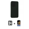 MARSİLYAN™- iPhone 15 Pro Max Kılıf Doruk Asil Koleksiyonu - Siyah Buffer Hayalet Cam Ekran Koruyucu + PVD Metal Kamera Lens - GS
