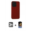 MARSİLYAN™- iPhone 15 Pro Max Kılıf Doruk Asil Koleksiyonu - Siyah Buffer Hayalet Cam Ekran Koruyucu + PVD Metal Kamera Lens - GS
