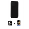 MARSİLYAN™- iPhone 15 Pro Max Kılıf Doruk Asil Koleksiyonu - Siyah Buffer Hayalet Cam Ekran Koruyucu + PVD Metal Kamera Lens - TU