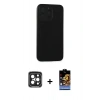 MARSİLYAN™- iPhone 15 Pro Max Kılıf Doruk Asil Koleksiyonu - Siyah Buffer Hayalet Cam Ekran Koruyucu + PVD Metal Kamera Lens - SH