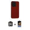 MARSİLYAN™- iPhone 15 Pro Max Kılıf Doruk Asil Koleksiyonu - Siyah Buffer Hayalet Cam Ekran Koruyucu + PVD Metal Kamera Lens - TU
