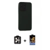 MARSİLYAN™- iPhone 15 Pro Max Kılıf Doruk Asil Koleksiyonu - Siyah Buffer Hayalet Cam Ekran Koruyucu + PVD Metal Kamera Lens - TU