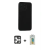 MARSİLYAN™- iPhone 15 Pro Max Kılıf Doruk Asil Koleksiyonu - Siyah Polymer Nano Ekran Koruyucu + PVD Metal Kamera Lens - GS