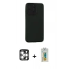 MARSİLYAN™- iPhone 15 Pro Max Kılıf Doruk Asil Koleksiyonu - Siyah Polymer Nano Ekran Koruyucu + PVD Metal Kamera Lens - GS