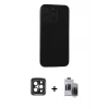 MARSİLYAN™- iPhone 15 Pro Max Kılıf Doruk Asil Koleksiyonu - Siyah Vanessa Magic Hayalet Cam + PVD Metal Kamera Lens - SH
