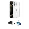 MARSİLYAN™- iPhone 15 Pro Max Kılıf Doruk Doku Özel Seri - Siyah 3D Antistatik Seramik Nano Ekran Koruyucu + Raze Metal Kamera Lens - GS