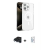 MARSİLYAN™- iPhone 15 Pro Max Kılıf Doruk Doku Özel Seri - Siyah Bilvis 0.18mm Plus Cam Ekran Koruyucu + Raze Metal Kamera Lens - LT