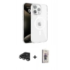 MARSİLYAN™- iPhone 15 Pro Max Kılıf Doruk Doku Özel Seri - Siyah Bilvis 3D Cam Ekran Koruyucu + Raze Metal Kamera Lens - TMGI