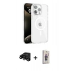 MARSİLYAN™- iPhone 15 Pro Max Kılıf Doruk Doku Özel Seri - Siyah Bilvis 3D Cam Ekran Koruyucu + Raze Metal Kamera Lens - SH