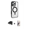 MARSİLYAN™- iPhone 15 Pro Max Kılıf Doruk Doku Özel Seri - Siyah Bilvis 3D Mat Cam Ekran Koruyucu + Raze Metal Kamera Lens - GS
