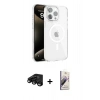 MARSİLYAN™- iPhone 15 Pro Max Kılıf Doruk Doku Özel Seri - Siyah Bilvis 3D Mat Cam Ekran Koruyucu + Raze Metal Kamera Lens - SH