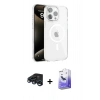 MARSİLYAN™- iPhone 15 Pro Max Kılıf Doruk Doku Özel Seri - Siyah Bilvis 5in1 5D Magic Hayalet Cam Ekran Koruyucu + Raze Metal Kamera Lens - LT