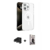 MARSİLYAN™- iPhone 15 Pro Max Kılıf Doruk Doku Özel Seri - Siyah Bilvis Hayalet Cam Ekran Koruyucu + Raze Metal Kamera Lens - TMGI
