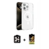 MARSİLYAN™- iPhone 15 Pro Max Kılıf Doruk Doku Özel Seri - Siyah Buffer Cam Ekran Koruyucu + PVD Metal Kamera Lens - TU