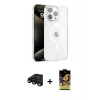 MARSİLYAN™- iPhone 15 Pro Max Kılıf Doruk Doku Özel Seri - Siyah Buffer Cam Ekran Koruyucu + Raze Metal Kamera Lens - SH
