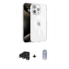 MARSİLYAN™- iPhone 15 Pro Max Kılıf Doruk Doku Özel Seri - Siyah Joko Magic 5D Cam + Titanyum Gri Raze Metal Kamera Lens