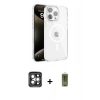 MARSİLYAN™- iPhone 15 Pro Max Kılıf Doruk Doku Özel Seri - Siyah Joko Magic 5D Hayalet Cam + PVD Metal Kamera Lens - GI