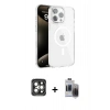 MARSİLYAN™- iPhone 15 Pro Max Kılıf Doruk Doku Özel Seri - Siyah Vanessa Magic Hayalet Cam + PVD Metal Kamera Lens - GI