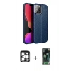 MARSİLYAN™- iPhone 15 Pro Max Kılıf Doruk Klasik Özel Seri - Şeffaf 360 Full Body Arka Koruyucu + PVD Metal Kamera Lens - GS