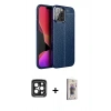 MARSİLYAN™- iPhone 15 Pro Max Kılıf Doruk Klasik Özel Seri - Siyah Bilvis 3D Cam Ekran Koruyucu + PVD Metal Kamera Lens - SH