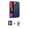 MARSİLYAN™- iPhone 15 Pro Max Kılıf Doruk Klasik Özel Seri - Siyah Bilvis 3D Mat Cam Ekran Koruyucu + PVD Metal Kamera Lens - SH