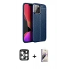 MARSİLYAN™- iPhone 15 Pro Max Kılıf Doruk Klasik Özel Seri - Siyah Bilvis 3D Mat Cam Ekran Koruyucu + PVD Metal Kamera Lens - LT