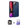 MARSİLYAN™- iPhone 15 Pro Max Kılıf Doruk Klasik Özel Seri - Siyah Bilvis 5in1 5D Magic Hayalet Cam Ekran Koruyucu + PVD Metal Kamera Lens - TU